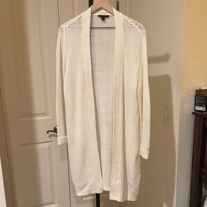 Ann Taylor Cream Open-Front Cardigan